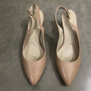 Capelli Rossi Tan Leather Slingback Block Heels